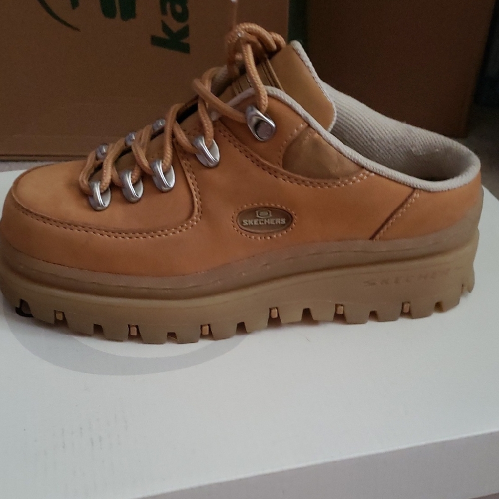 Skechers Tan Mules with Rugged Sole